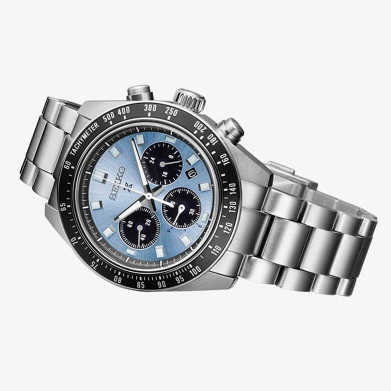 Seiko Prospex Speedtimer 41.4 Solar Chronograph Blue Dial Silver Steel Strap Watch for Men - SSC935 wholesalehk.shop