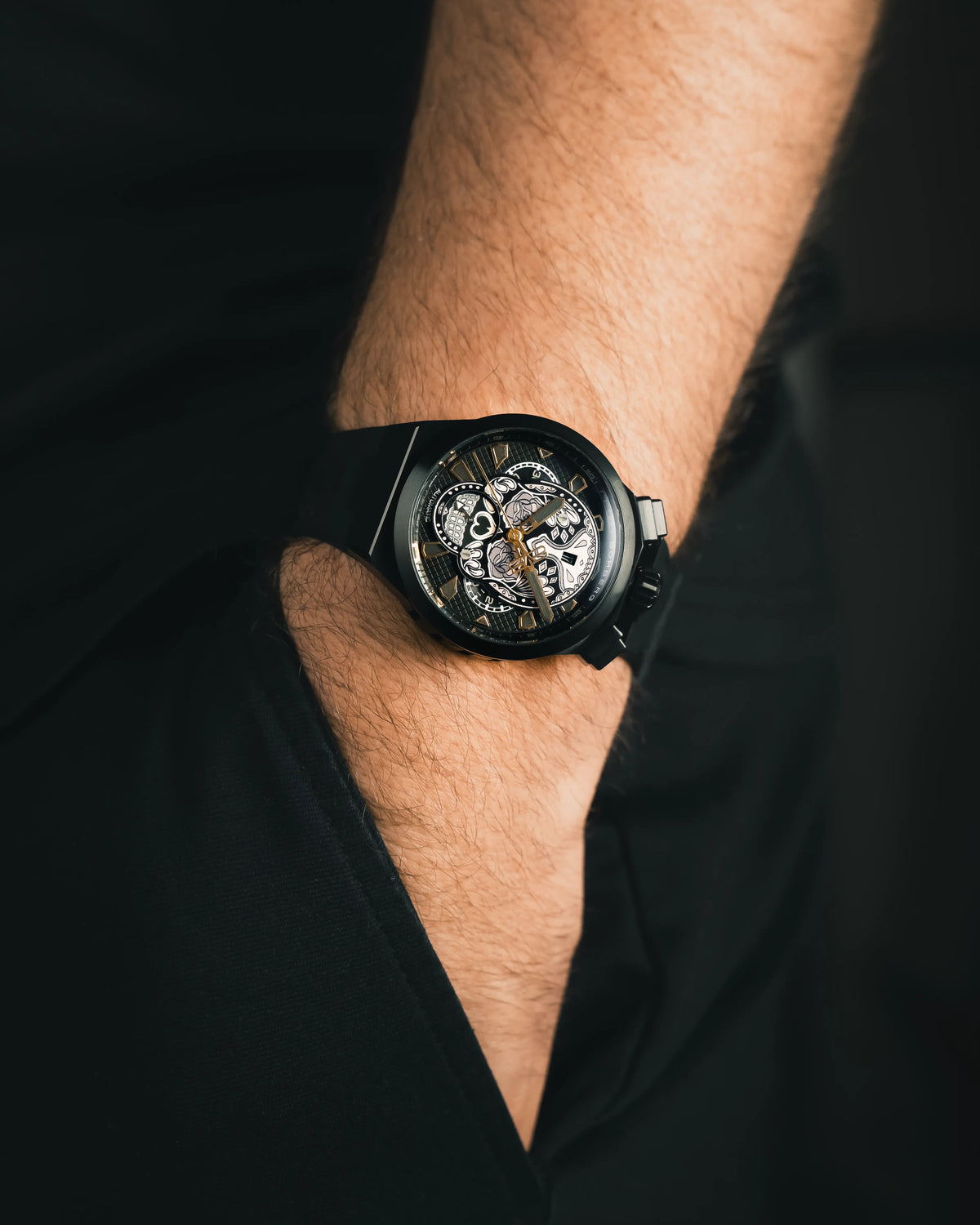 2026 New Arrival CHRONO SKULL THROWBACK EDITION - ALL BLACK wholesalehk.shop