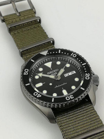 Seiko 5 Sport Automatic Black Dial Green Nylon Strap Watch For Men - SRPD65K4 wholesalehk.shop