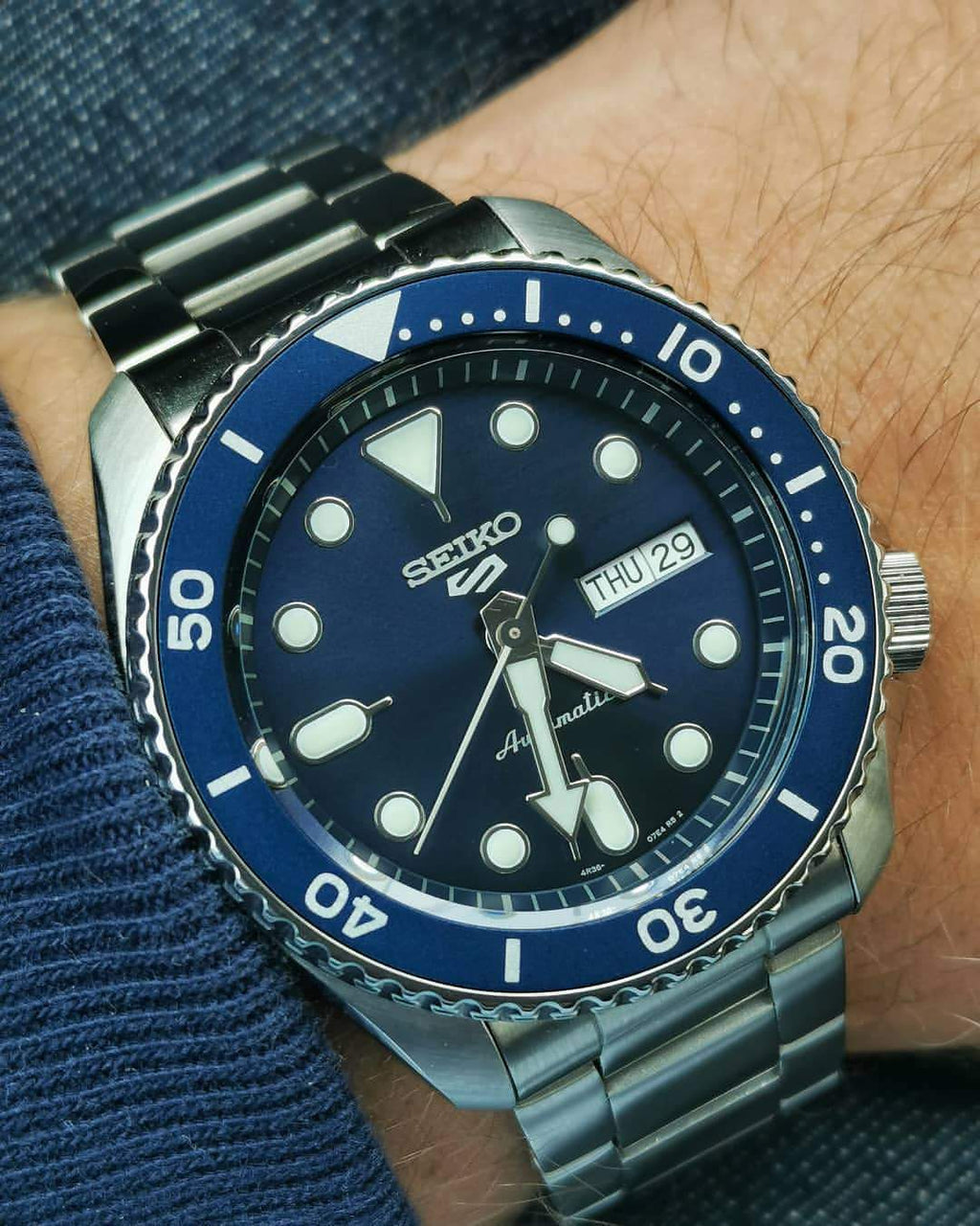 Seiko 5 Sports Automatic Analog Blue Dial Silver Steel Strap Watch For Men - SRPD51K1 wholesalehk.shop