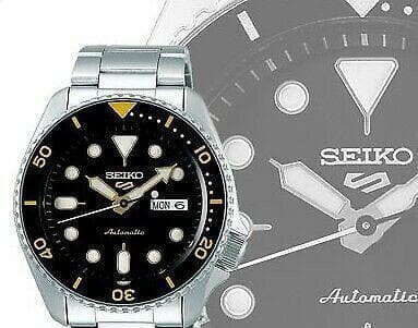 Seiko 5 Sports Automatic Black Dial Silver Steel Strap Watch For Men - SRPD57K1 wholesalehk.shop