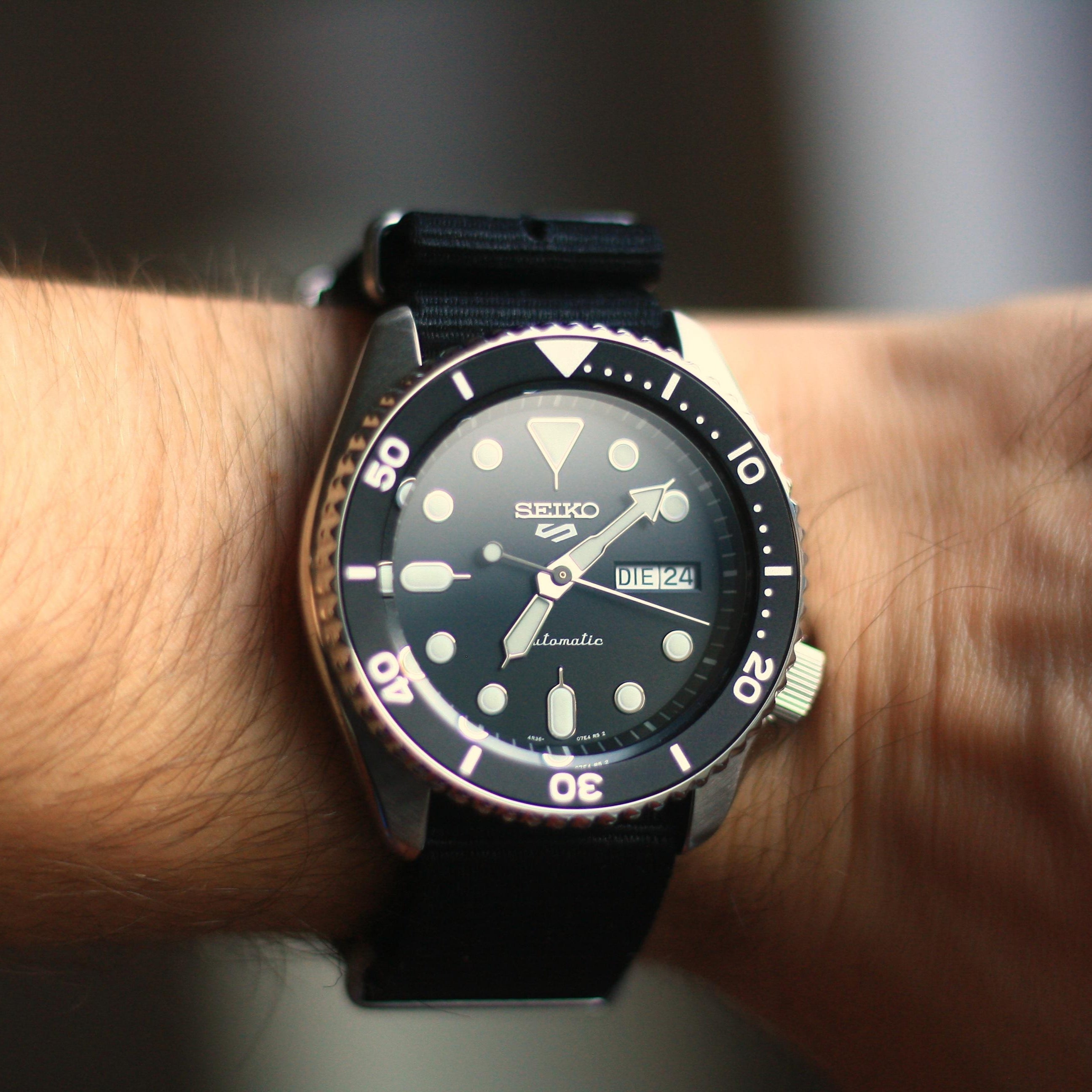 Seiko 5 Sports SKX Automatic Black Dial Black NATO Strap Watch For Men - SRPD55K3 wholesalehk.shop