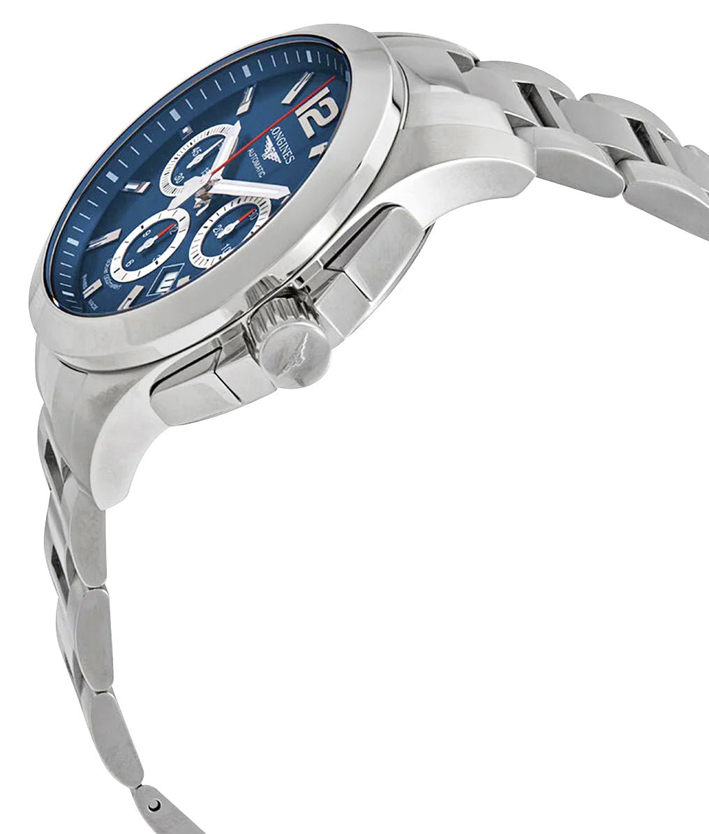 Longines Conquest Automatic Chronograph Stainless Steel Blue Dial Date Divers Mens Watch L3.801.4.96.6 wholesalehk.shop