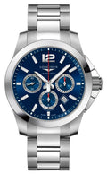 Longines Conquest Automatic Chronograph Stainless Steel Blue Dial Date Divers Mens Watch L3.801.4.96.6 wholesalehk.shop