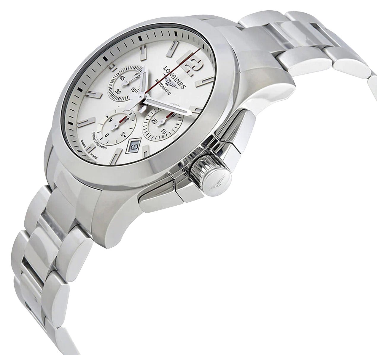 Longines Conquest Automatic Chronograph Stainless Steel Silver Dial Date Divers Mens Watch L3.801.4.76.6 wholesalehk.shop