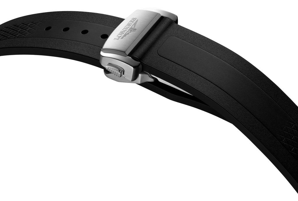 Longines Conquest Automatic Stainless Steel Black Dial Black Rubber Strap Date Mens Watch L3.830.4.52.9 wholesalehk.shop