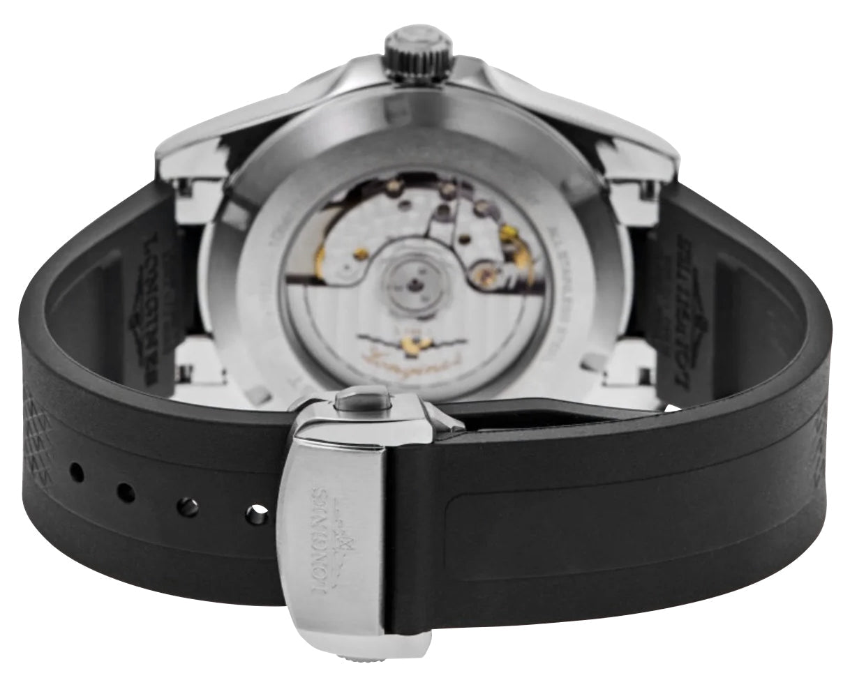 Longines Conquest Automatic Stainless Steel Black Dial Black Rubber Strap Date Mens Watch L3.830.4.52.9 wholesalehk.shop