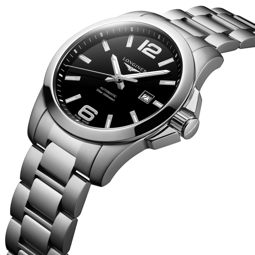 Longines Conquest Automatic Stainless Steel Black Dial Date Divers Mens Watch L3.778.4.58.6 wholesalehk.shop