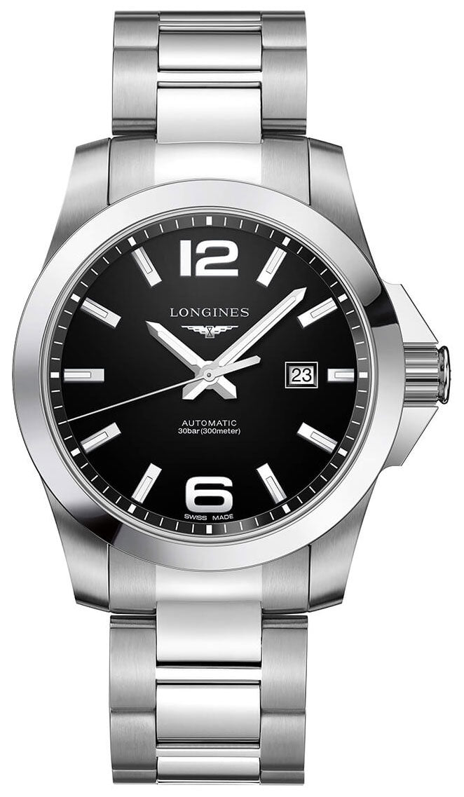 Longines Conquest Automatic Stainless Steel Black Dial Date Divers Mens Watch L3.778.4.58.6 wholesalehk.shop