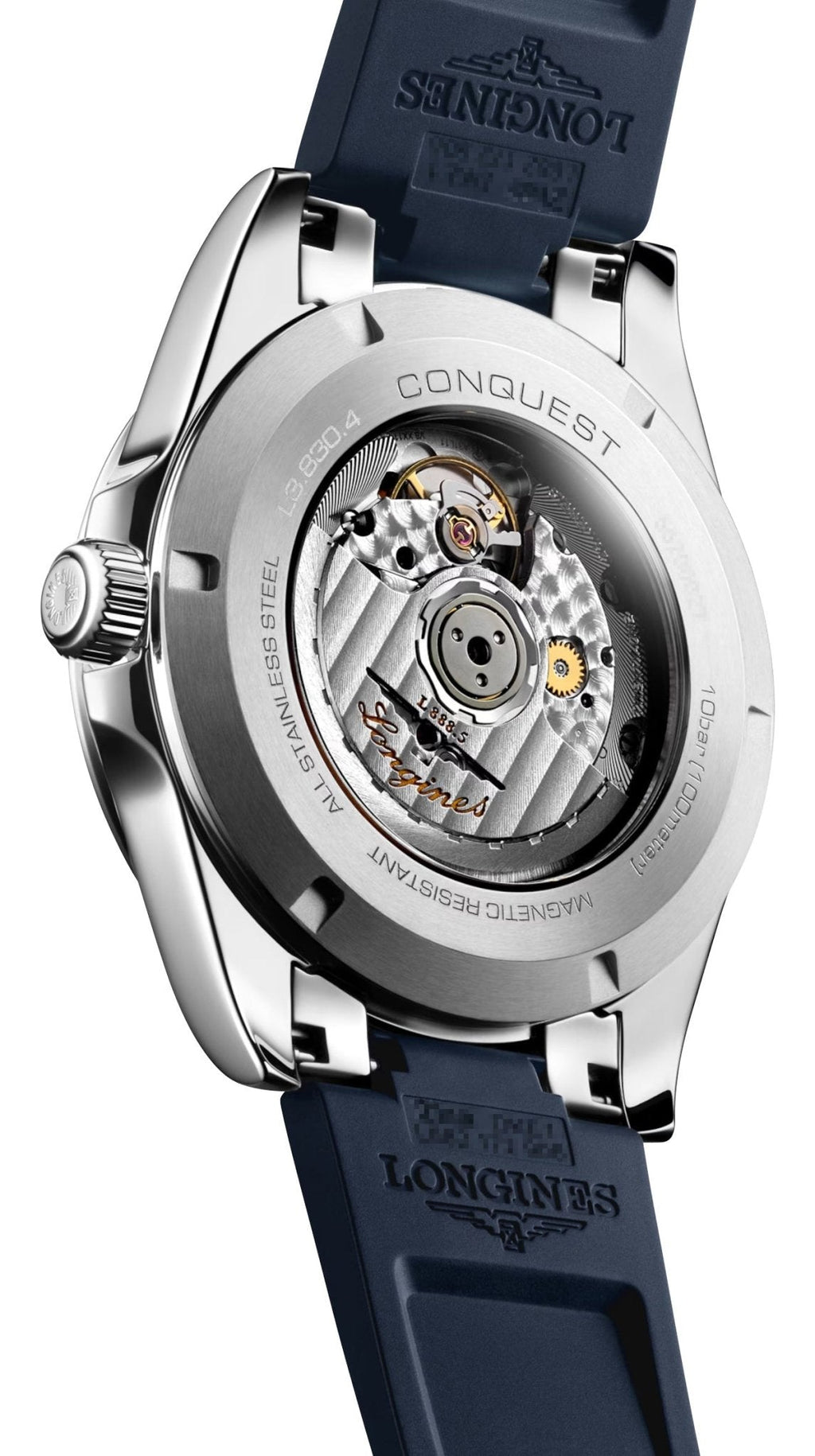 Longines Conquest Automatic Stainless Steel Blue Dial Blue Rubber Strap Date Mens Watch L3.830.4.92.9 wholesalehk.shop