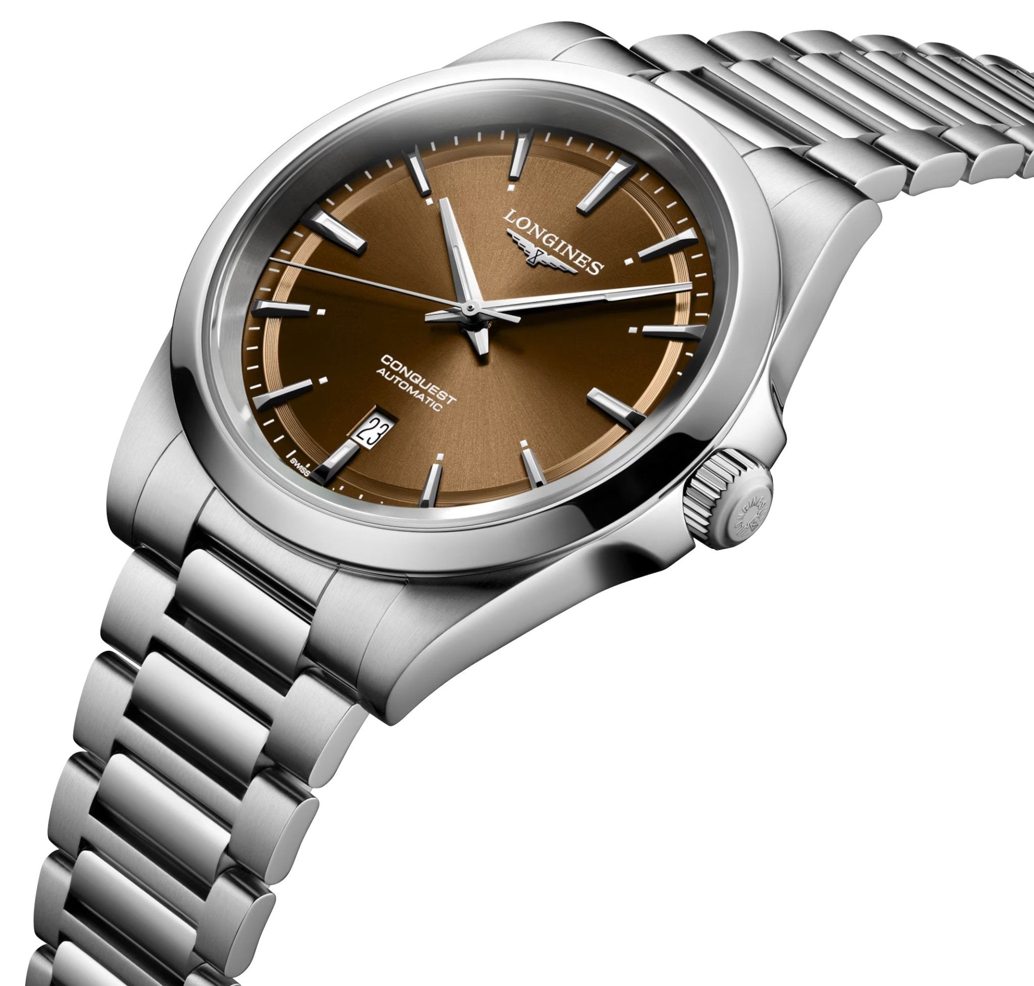 Longines Conquest Automatic Stainless Steel Brown Dial Date Mens Watch L3.830.4.62.6 wholesalehk.shop