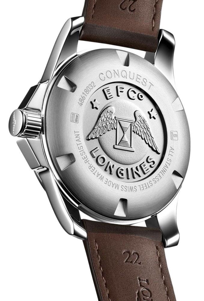 Longines Conquest Automatic Stainless Steel Brown Leather Strap Silver Dial Date Mens Watch L3.778.4.76.5 wholesalehk.shop