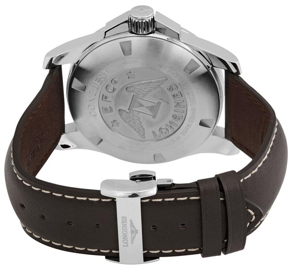 Longines Conquest Automatic Stainless Steel Brown Leather Strap Silver Dial Date Mens Watch L3.778.4.76.5 wholesalehk.shop