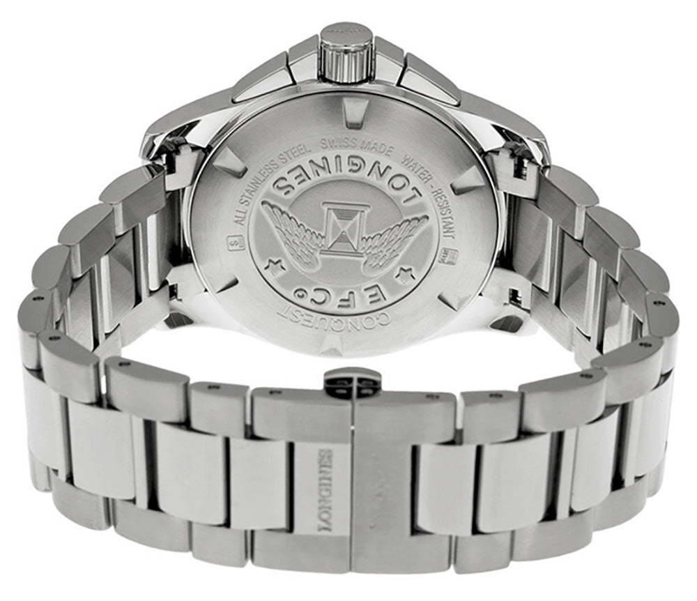 Longines Conquest Chronograph Stainless Steel Black Dial Date Divers Quartz Mens Watch L3.700.4.56.6 wholesalehk.shop