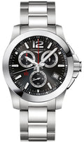 Longines Conquest Chronograph Stainless Steel Black Dial Date Divers Quartz Mens Watch L3.700.4.56.6 wholesalehk.shop
