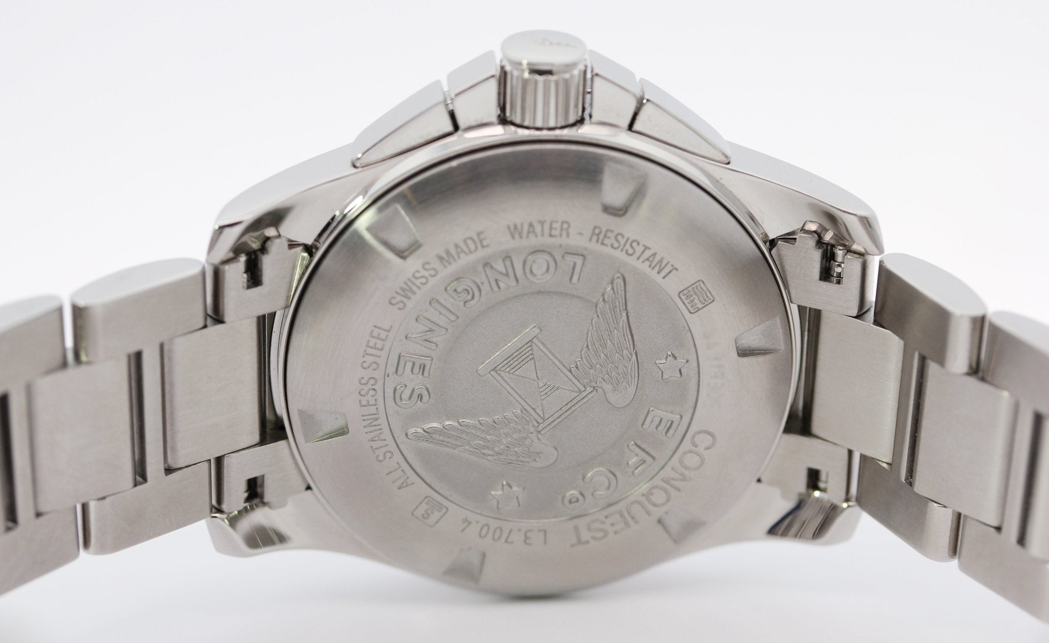 Longines Conquest Chronograph Stainless Steel Black Dial Date Divers Quartz Mens Watch L3.700.4.56.6 wholesalehk.shop