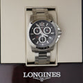 Longines Conquest Chronograph Stainless Steel Black Dial Date Divers Quartz Mens Watch L3.700.4.56.6 wholesalehk.shop