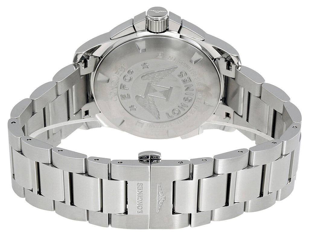 Longines Conquest Chronograph Stainless Steel Black Dial Date Divers Quartz Mens Watch L3.702.4.56.6 wholesalehk.shop