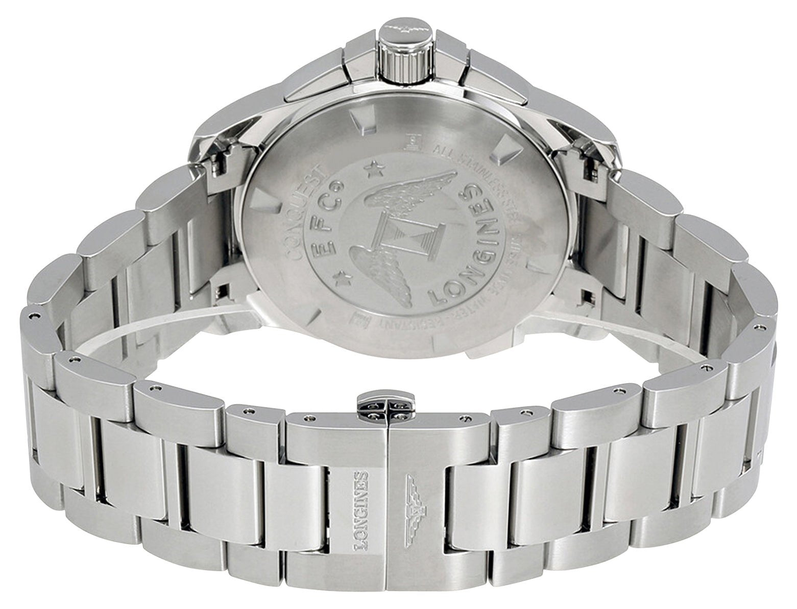 Longines Conquest Chronograph Stainless Steel Black Dial Date Divers Quartz Mens Watch L3.702.4.56.6 wholesalehk.shop