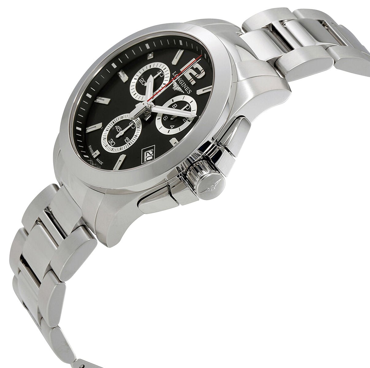 Longines Conquest Chronograph Stainless Steel Black Dial Date Divers Quartz Mens Watch L3.702.4.56.6 wholesalehk.shop