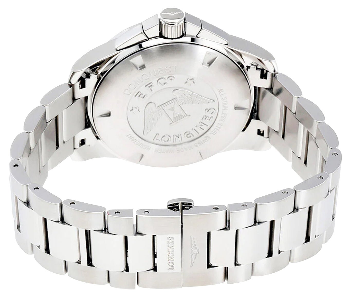 Longines Conquest Chronograph Stainless Steel Black Dial Date Divers Quartz Mens Watch L3.800.4.56.6 wholesalehk.shop