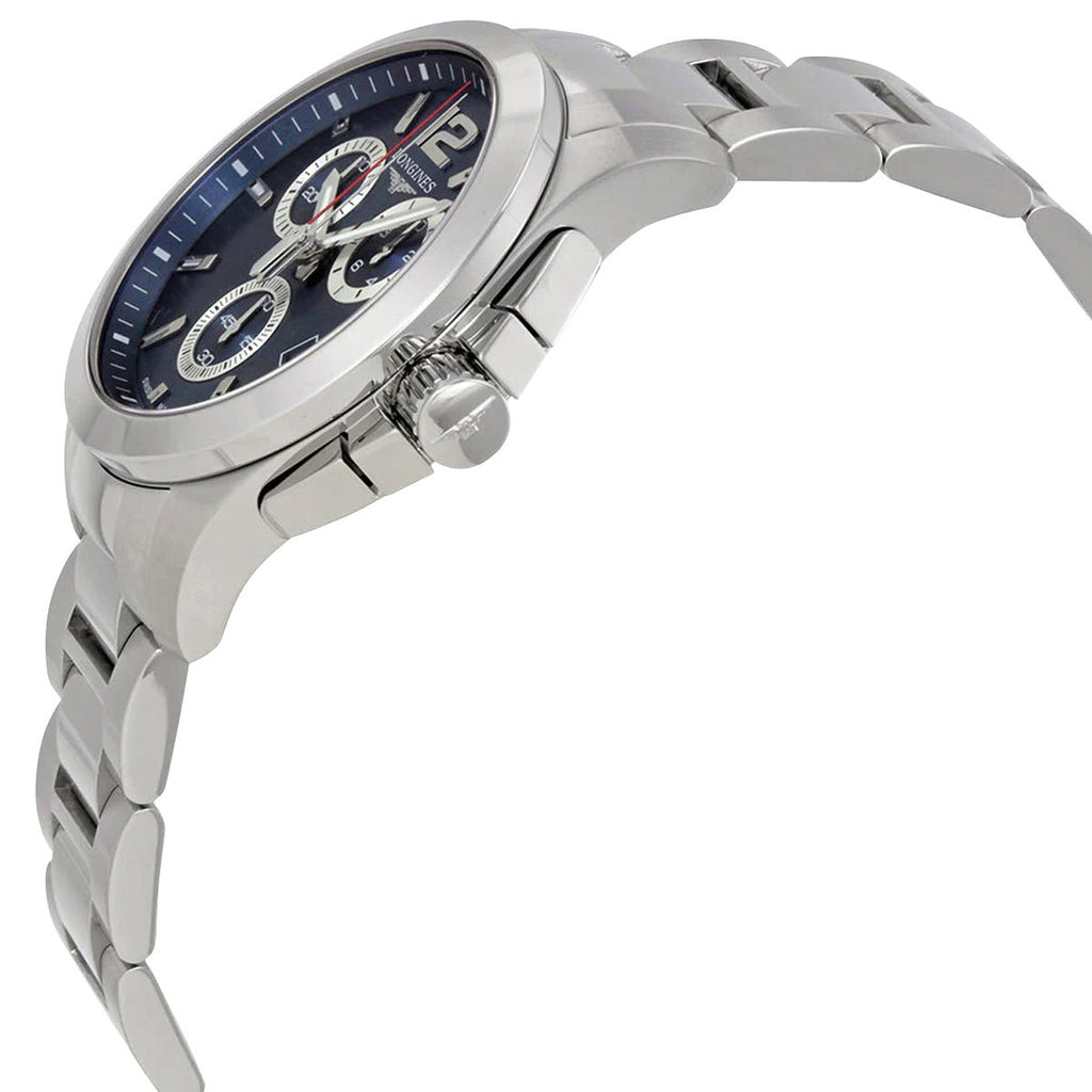 Longines Conquest Chronograph Stainless Steel Blue Dial Date Divers Quartz Mens Watch L3.702.4.96.6 wholesalehk.shop