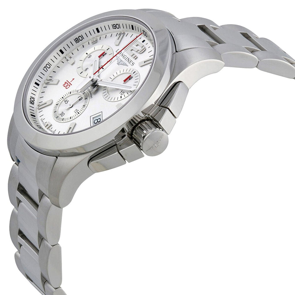 Longines Conquest Chronograph Stainless Steel Silver Dial Date Divers Quartz Mens Watch L3.700.4.76.6 wholesalehk.shop