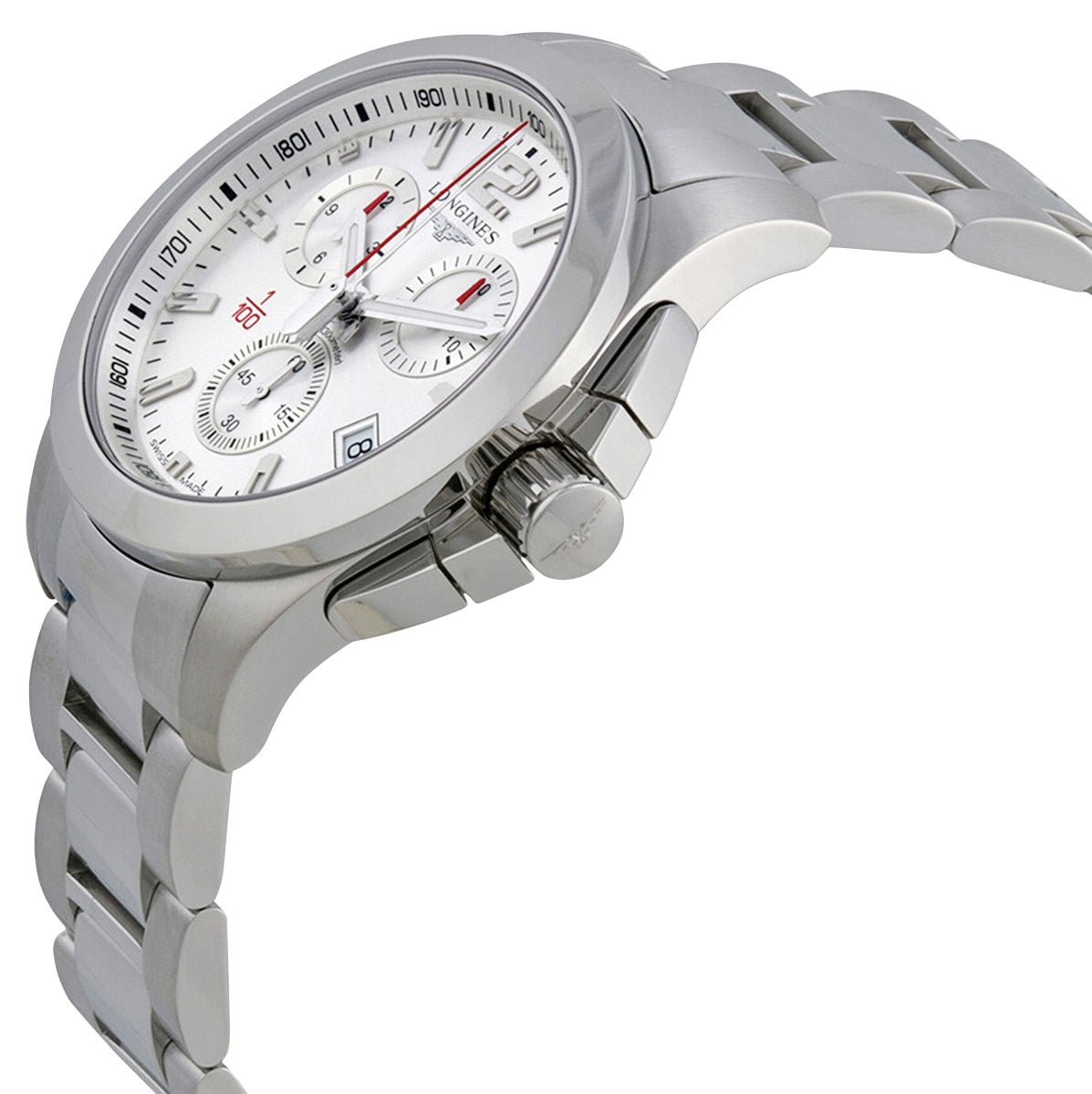 Longines Conquest Chronograph Stainless Steel Silver Dial Date Divers Quartz Mens Watch L3.700.4.76.6 wholesalehk.shop