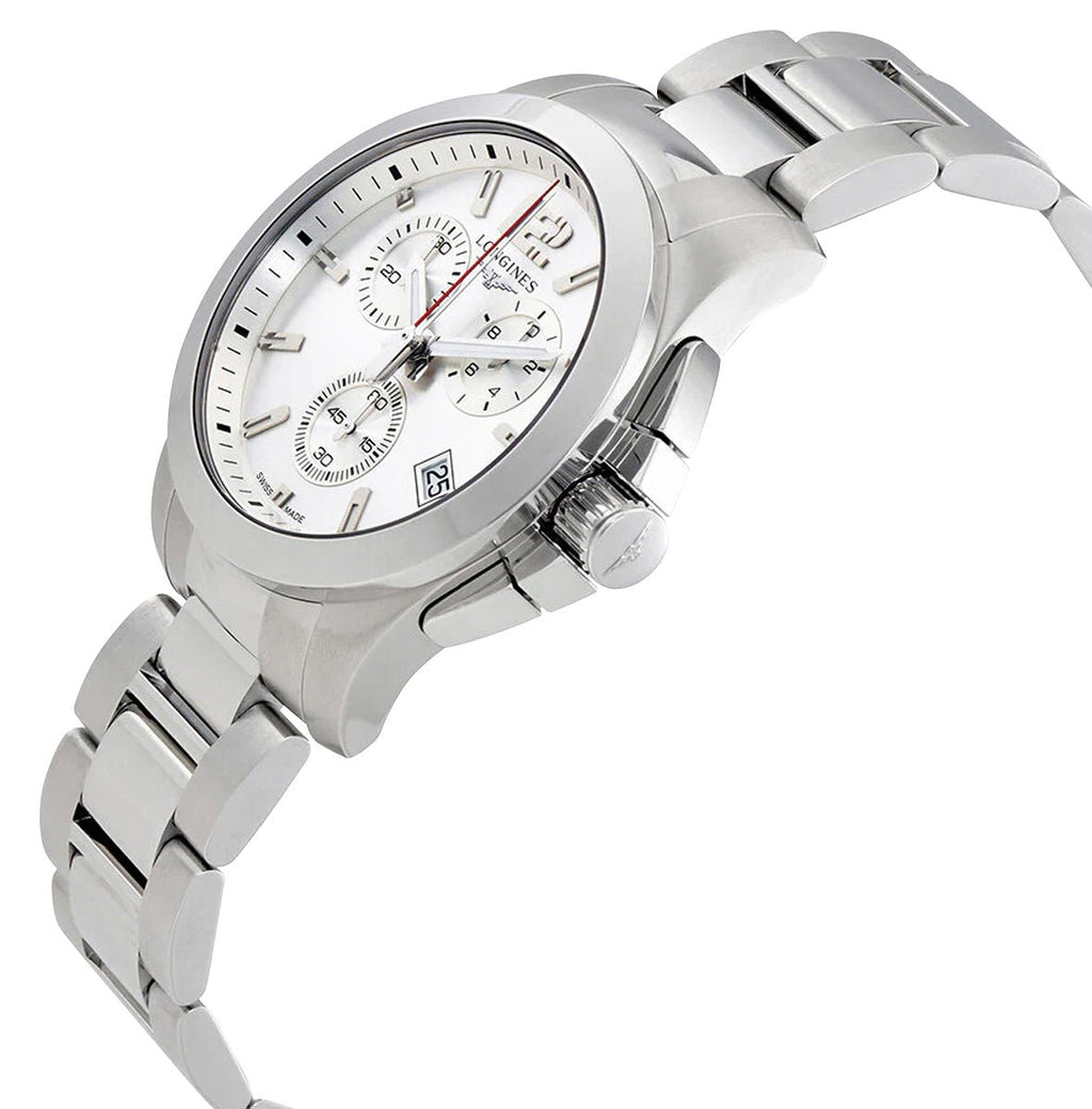Longines Conquest Chronograph Stainless Steel Silver Dial Date Divers Quartz Mens Watch L3.702.4.76.6 wholesalehk.shop