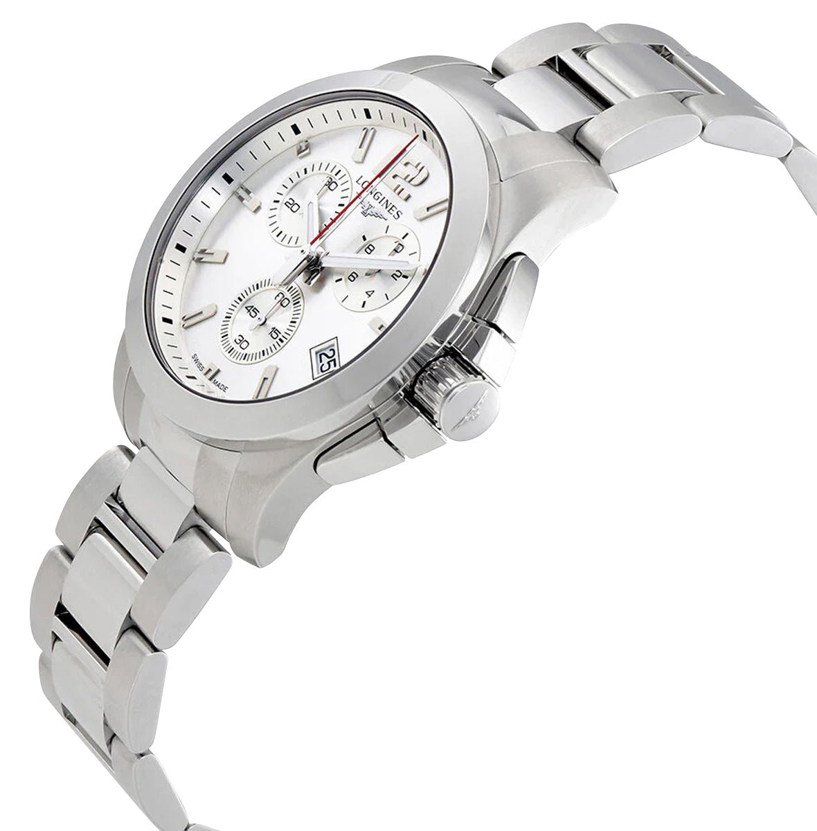 Longines Conquest Chronograph Stainless Steel Silver Dial Date Divers Quartz Mens Watch L3.702.4.76.6 wholesalehk.shop