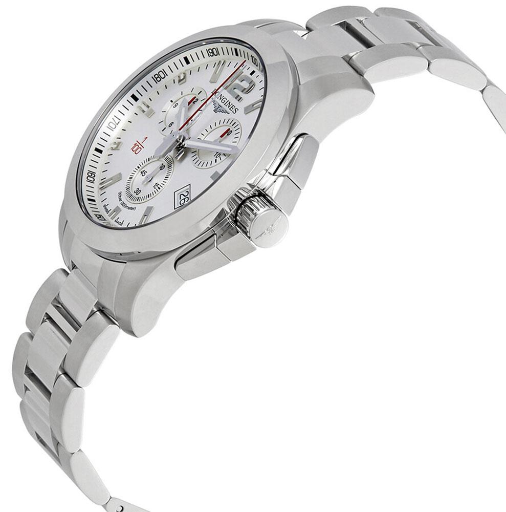 Longines Conquest Chronograph Stainless Steel Silver-Tone Dial Date Quartz Divers Mens Watch L3.800.4.76.6 wholesalehk.shop