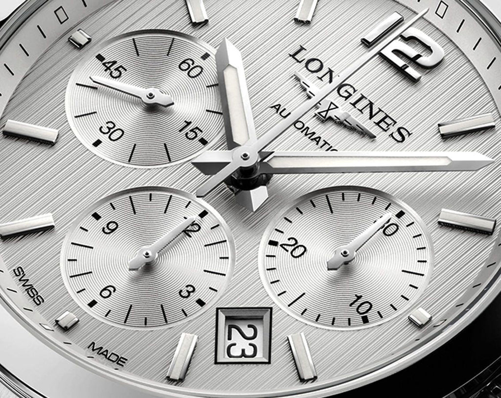 Longines Conquest Classic Automatic Chronograph Stainless Steel Silver Dial Date Mens Watch L2.786.4.76.6 wholesalehk.shop