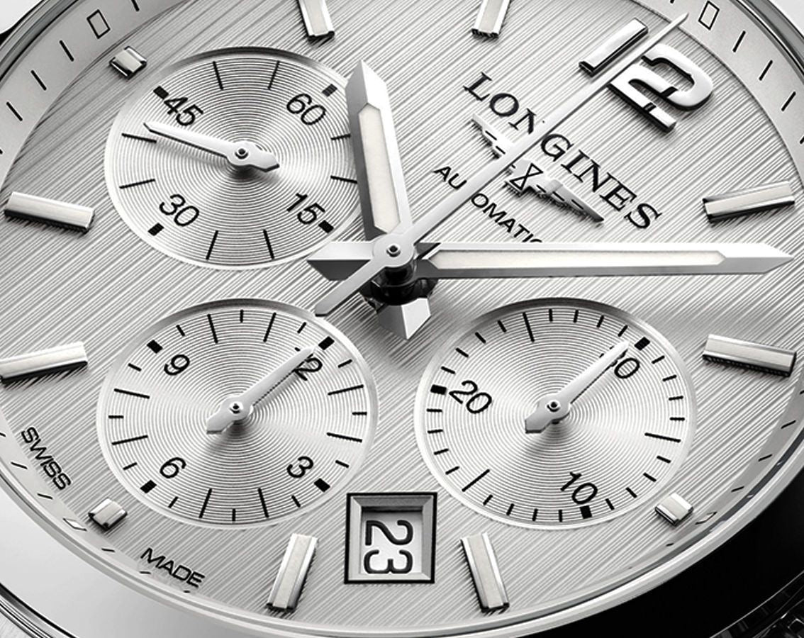 Longines Conquest Classic Automatic Chronograph Stainless Steel Silver Dial Date Mens Watch L2.786.4.76.6 wholesalehk.shop