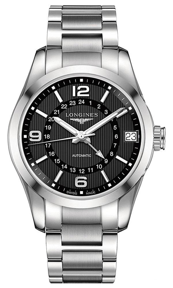 Longines Conquest Classic Automatic Stainless Steel Black Dial GMT Date Mens Watch L2.799.4.56.6 wholesalehk.shop