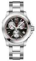 Longines Conquest Jumping Chronograph Stainless Steel Black Dial Date Quartz Mens Watch L3.701.4.56.6 wholesalehk.shop