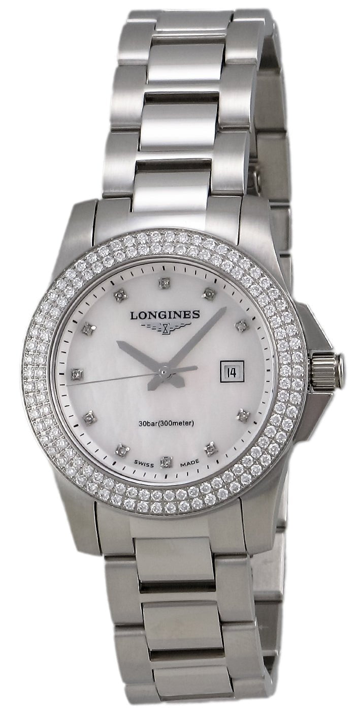Longines Conquest Steel & Diamond Womens Watch Calendar MOP Dial L3.258.0.87.6 wholesalehk.shop