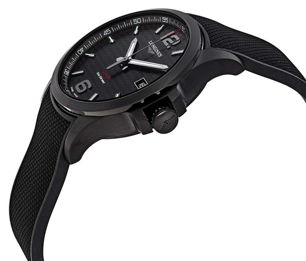 Longines Conquest V.H.P. Black PVD Black Dial Black Rubber Strap Perpetual Calendar Date Quartz Mens Watch L3.726.2.66.9 wholesalehk.shop