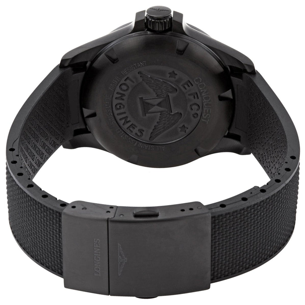 Longines Conquest V.H.P. Black PVD Black Dial Black Rubber Strap Perpetual Calendar Date Quartz Mens Watch L3.726.2.66.9 wholesalehk.shop