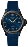 Longines Conquest V.H.P. Black PVD Blue Dial Blue Rubber Strap Perpetual Calendar Date Quartz Mens Watch L3.726.2.96.9 wholesalehk.shop