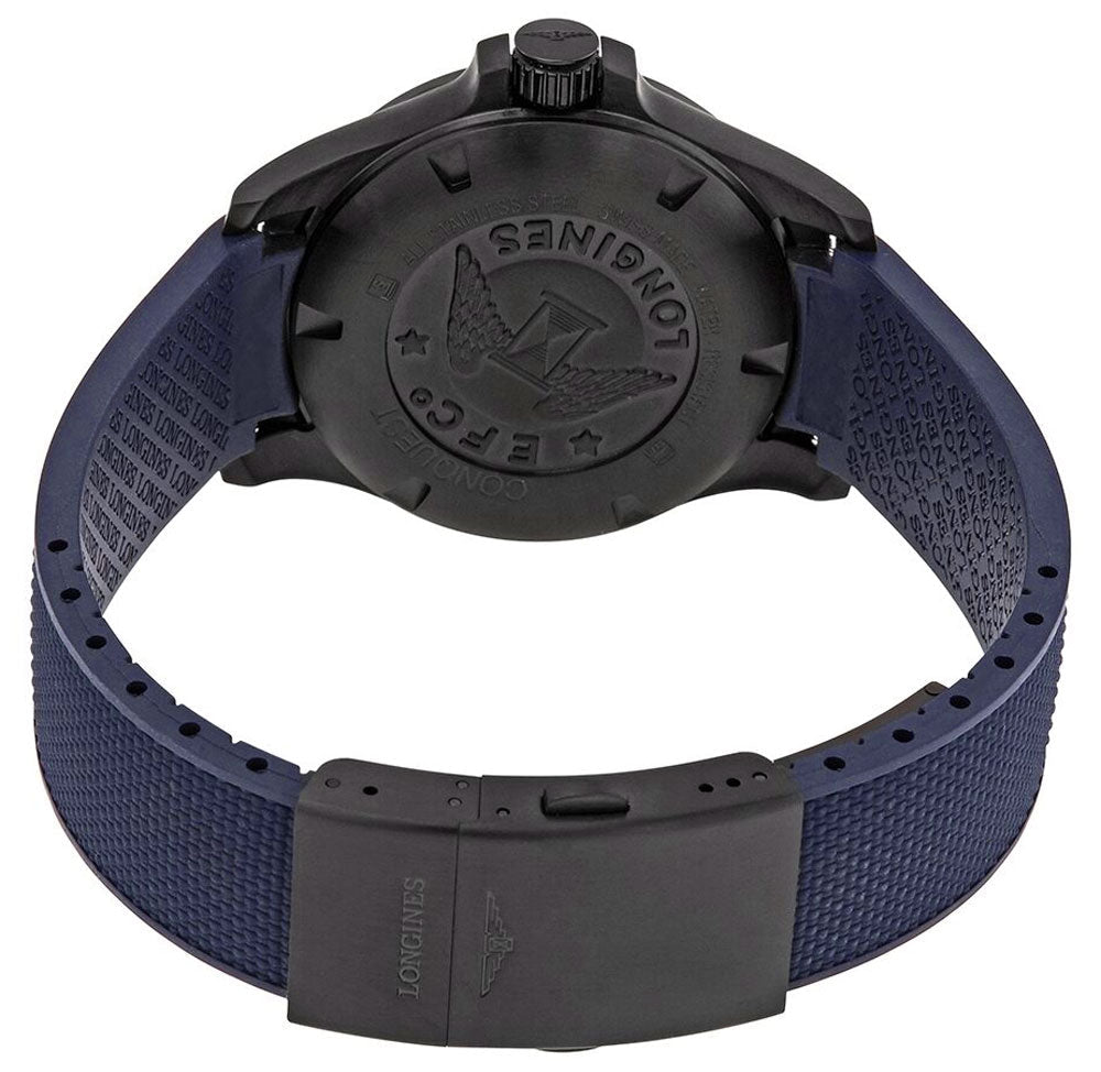 Longines Conquest V.H.P. Black PVD Blue Rubber Strap Blue Dial Perpetual Calendar Date Quartz Mens Watch L3.716.2.96.9 wholesalehk.shop