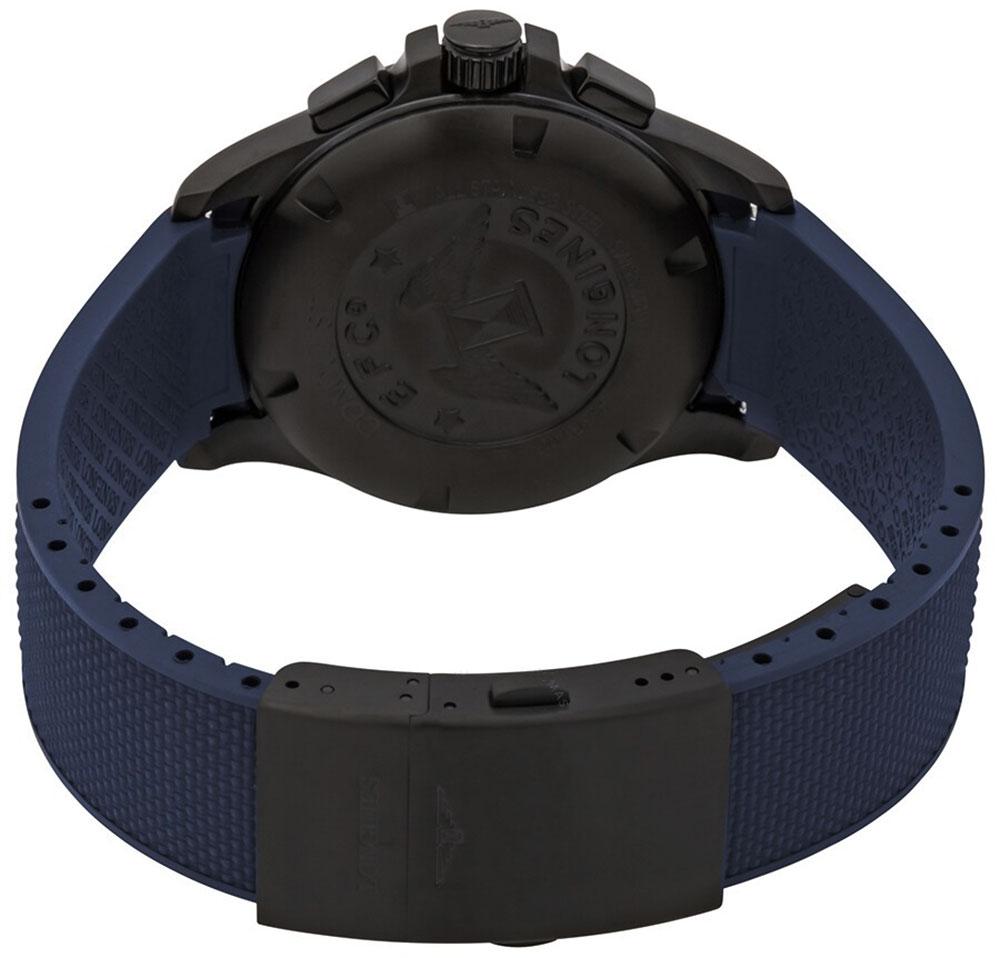 Longines Conquest V.H.P. Chronograph Black PVD Blue Rubber Strap Blue Dial Perpetual Calendar Date Quartz Mens Watch L3.717.2.96.9 wholesalehk.shop