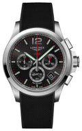 Longines Conquest V.H.P. Chronograph Stainless Steel Black Dial Black Rubber Strap Perpetual Calendar Date Quartz Mens Watch L3.717.4.56.9 wholesalehk.shop