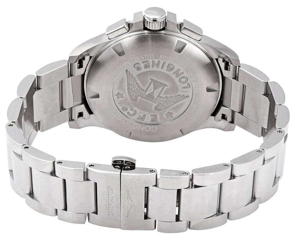 Longines Conquest V.H.P. Chronograph Stainless Steel Black Dial Perpetual Calendar Date Quartz Mens Watch L3.717.4.56.6 wholesalehk.shop