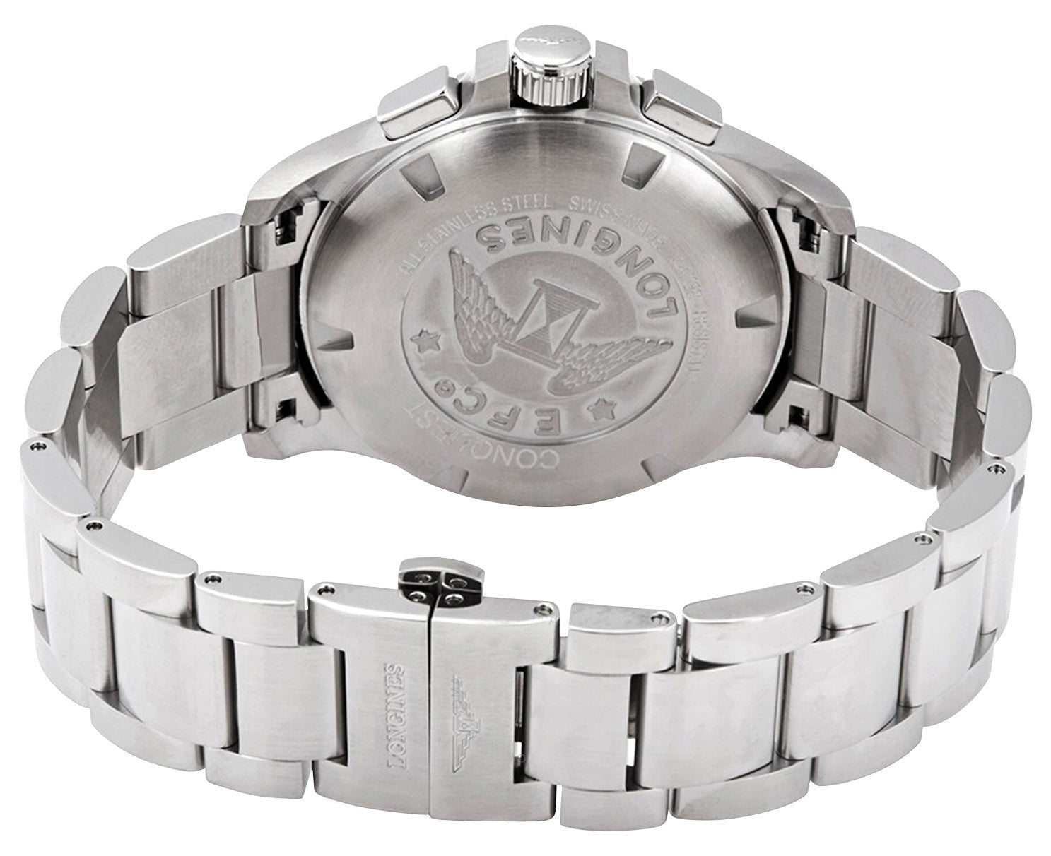 Longines Conquest V.H.P. Chronograph Stainless Steel Black Dial Perpetual Calendar Date Quartz Mens Watch L3.717.4.56.6 wholesalehk.shop