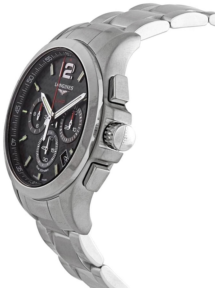 Longines Conquest V.H.P. Chronograph Stainless Steel Black Dial Perpetual Calendar Date Quartz Mens Watch L3.717.4.66.6 wholesalehk.shop