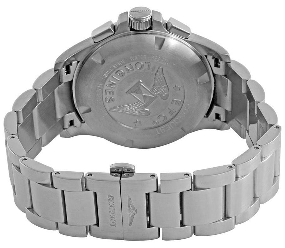 Longines Conquest V.H.P. Chronograph Stainless Steel Black Dial Perpetual Calendar Date Quartz Mens Watch L3.717.4.66.6 wholesalehk.shop