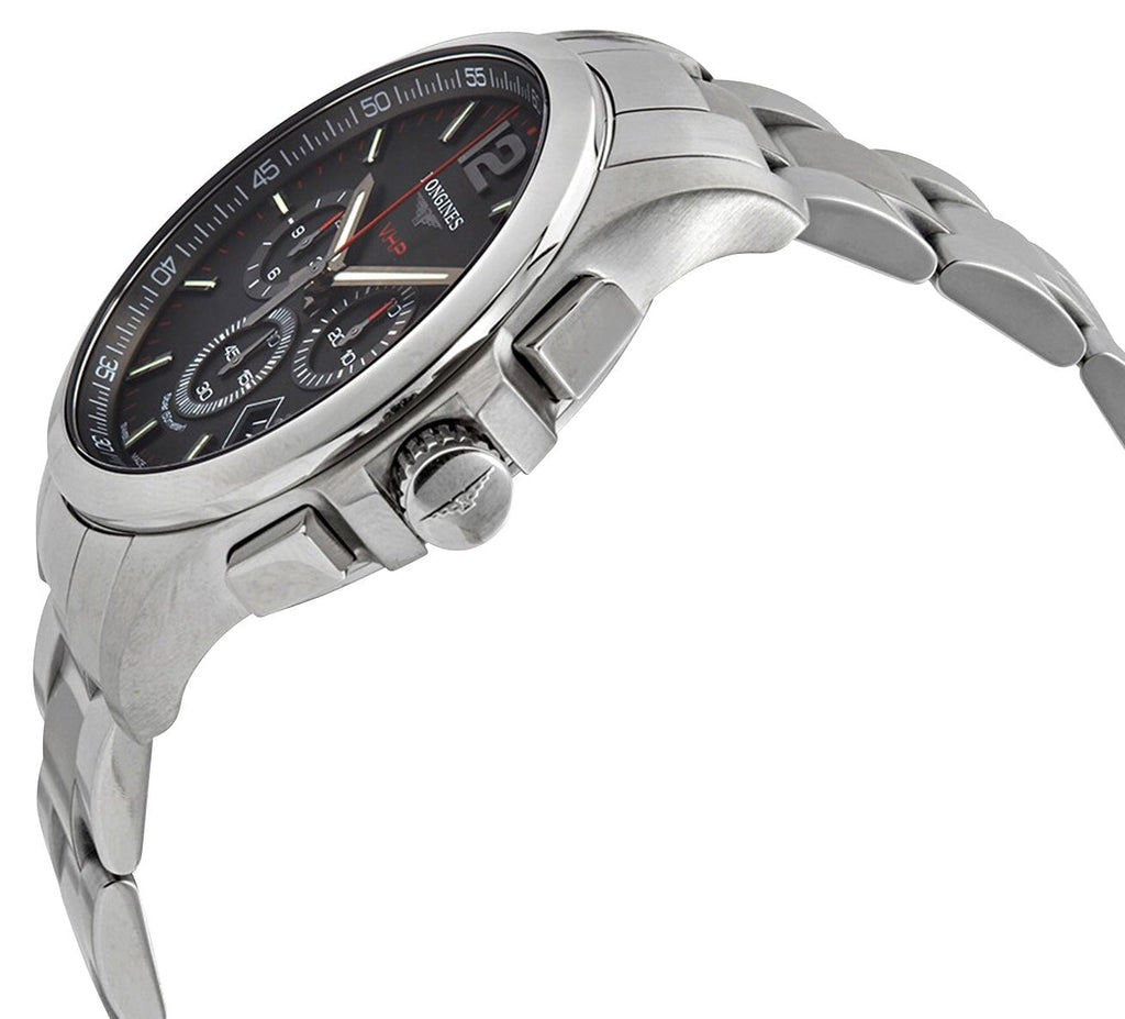 Longines Conquest V.H.P. Chronograph Stainless Steel Black Dial Perpetual Calendar Date Quartz Mens Watch L3.727.4.56.6 wholesalehk.shop