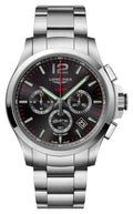 Longines Conquest V.H.P. Chronograph Stainless Steel Black Dial Perpetual Calendar Date Quartz Mens Watch L3.727.4.56.6 wholesalehk.shop