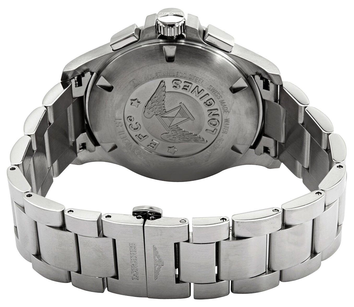 Longines Conquest V.H.P. Chronograph Stainless Steel Black Dial Perpetual Calendar Date Quartz Mens Watch L3.727.4.56.6 wholesalehk.shop