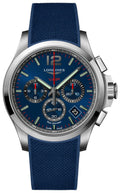 Longines Conquest V.H.P. Chronograph Stainless Steel Blue Dial Blue Rubber Strap Perpetual Calendar Date Quartz Mens Watch L3.717.4.96.9 wholesalehk.shop